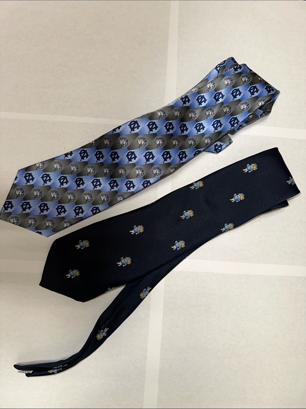 UNC Men's Navy and Light Blue Patterned Ties